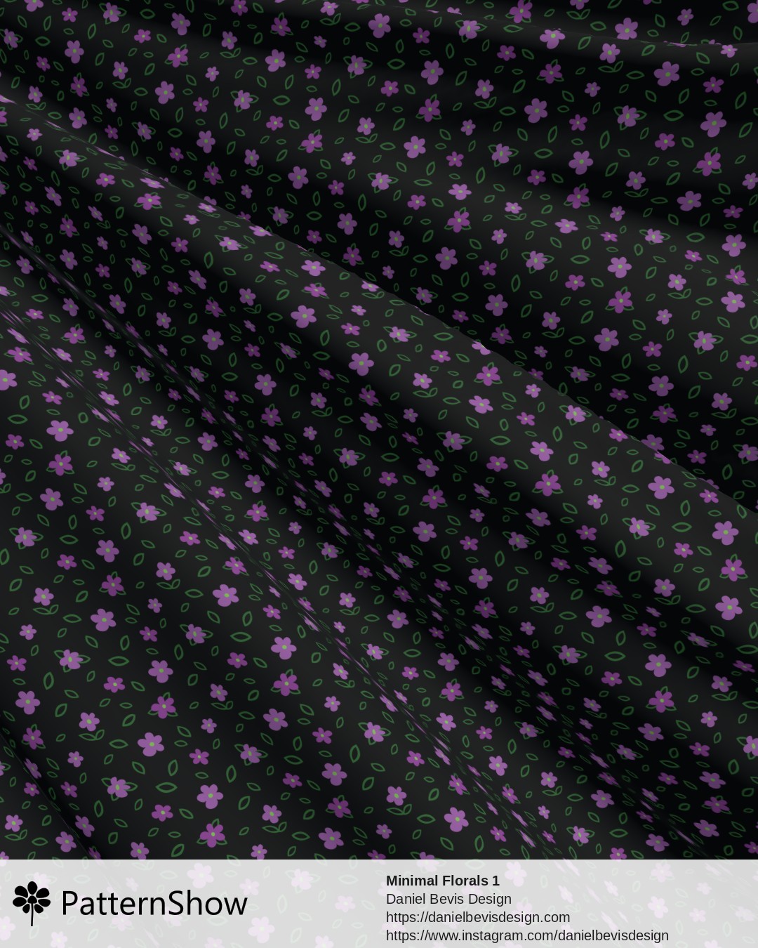 Minimal Florals 1 - Purple, Green and Black