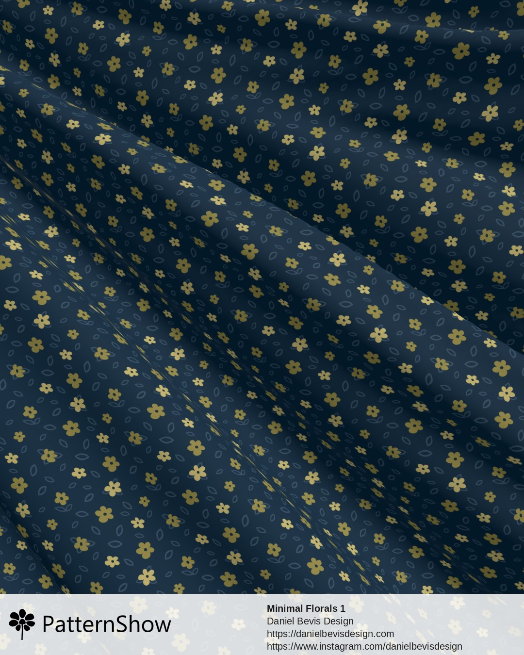 Minimal Florals 1 - Navy and Gold