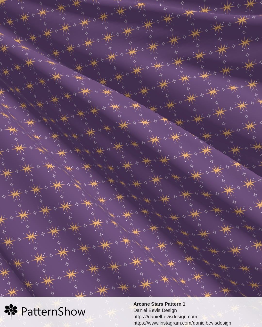 Arcane Stars Pattern 1 - Purple Magic and Gold