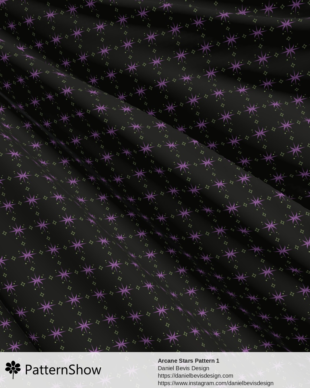 Arcane Stars Pattern 1 - Ghoulish Purple, Green and Black