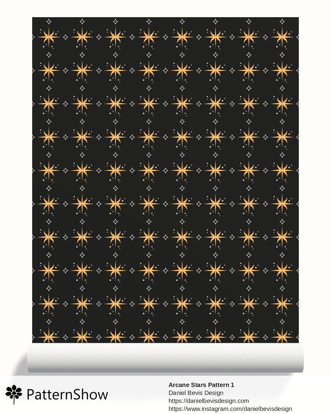 Arcane Stars Pattern 1 wallpaper - Black & Gold