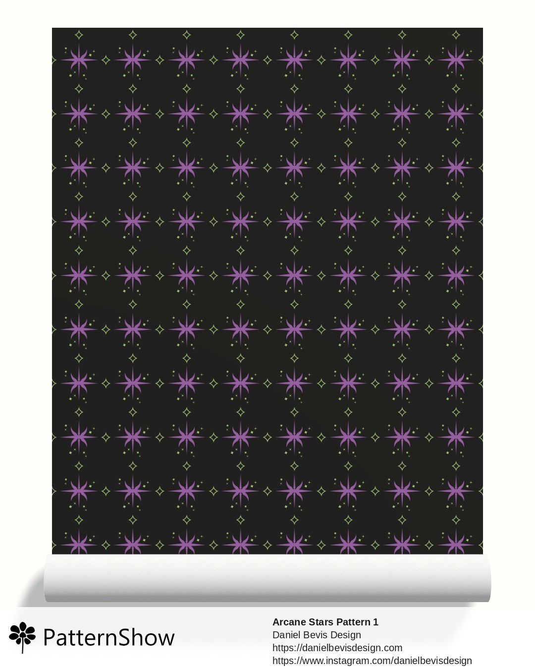 Arcane Stars Pattern 1 wallpaper - Ghoulish Purple, Green and Black