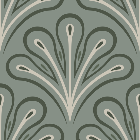 Muted Sage Garden Green Beige Cream