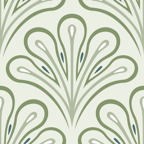 Garden Meadow Botanical Light Sage Green