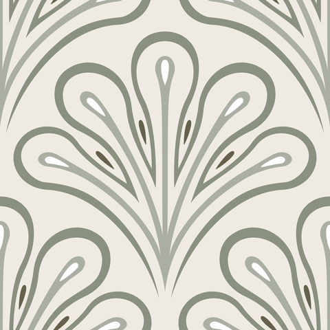 Soft Vintage Beige Garden Artichoke Green