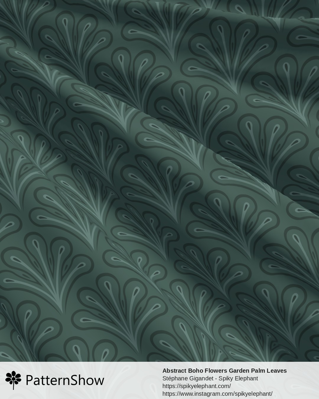 Abstract Boho Flowers Garden Palm Leaves - Teal Blue Green Cyan