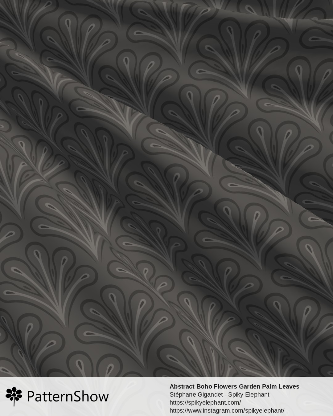 Abstract Boho Flowers Garden Palm Leaves - Monochrome Neutral Shades Muted Dark Grey