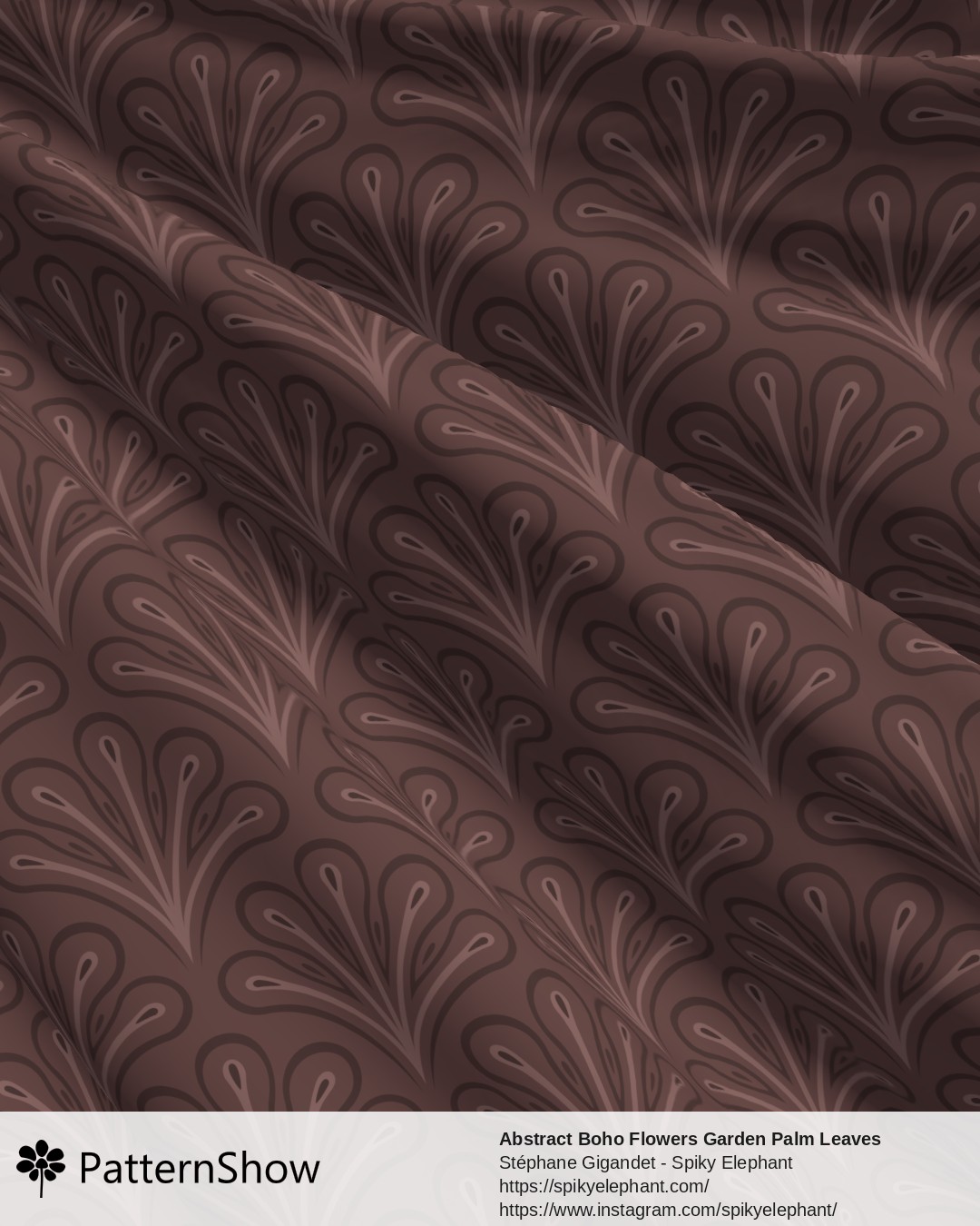 Abstract Boho Flowers Garden Palm Leaves - Dark Red Brown Brick Auburn Terracotta
