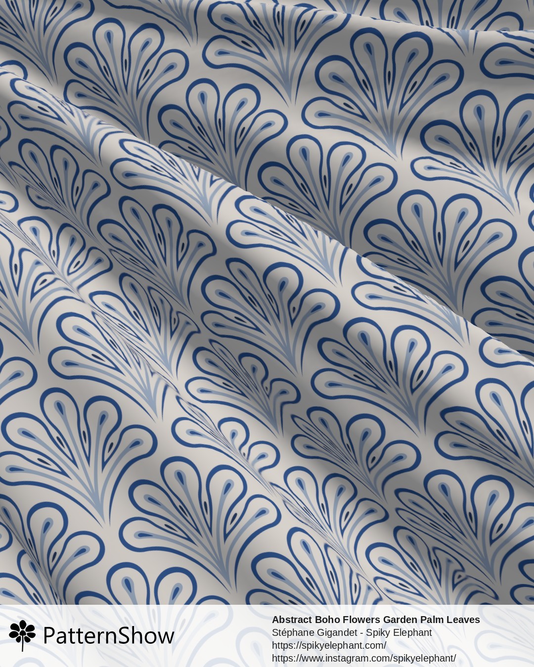 Abstract Boho Flowers Garden Palm Leaves - White Coastal Ocean Blue