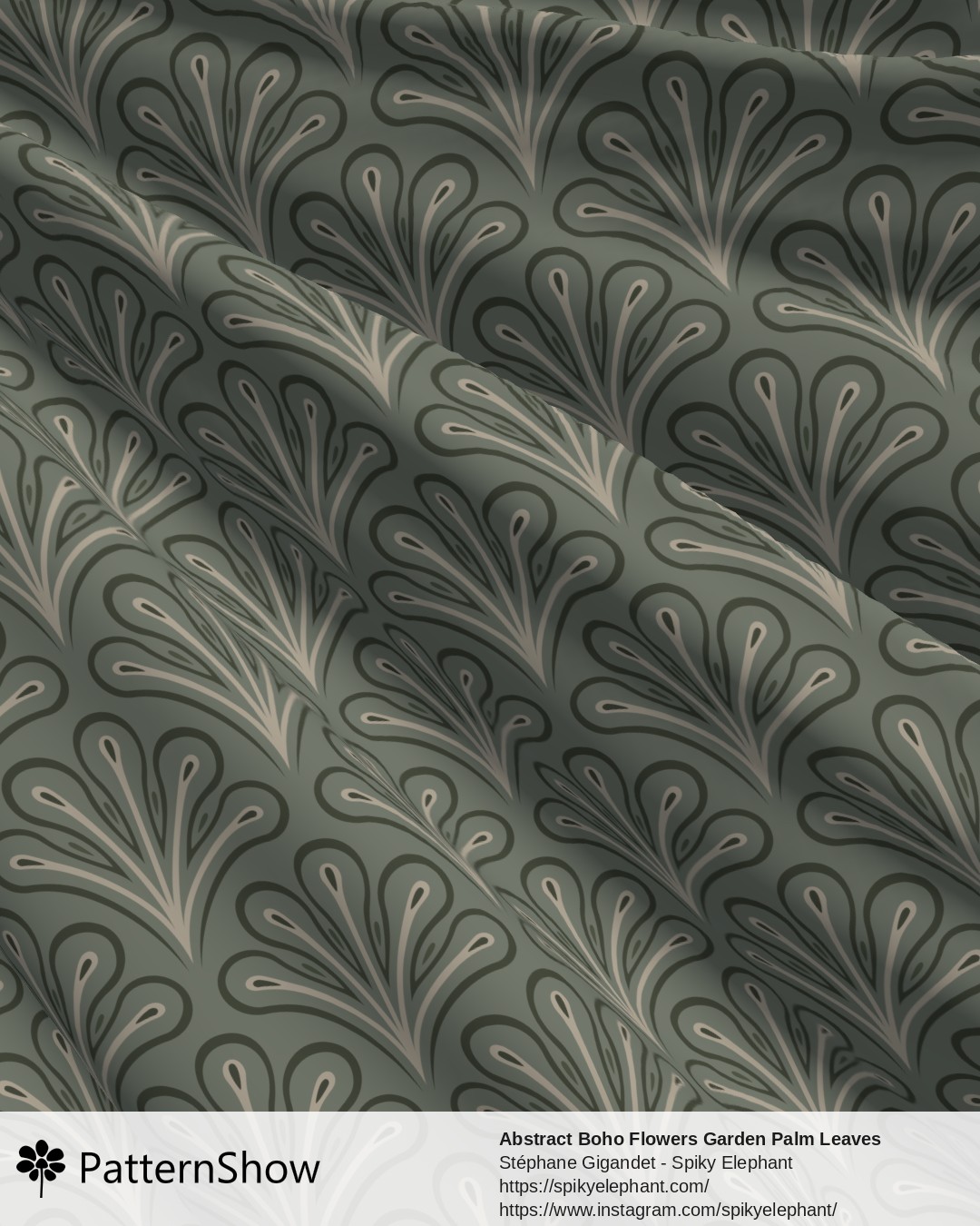 Abstract Boho Flowers Garden Palm Leaves - Muted Sage Garden Green Beige Cream