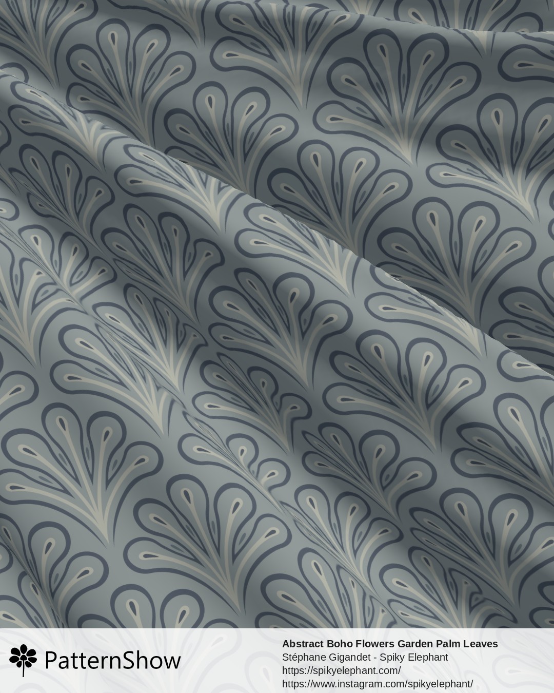 Abstract Boho Flowers Garden Palm Leaves - Light Cyan Steel Blue