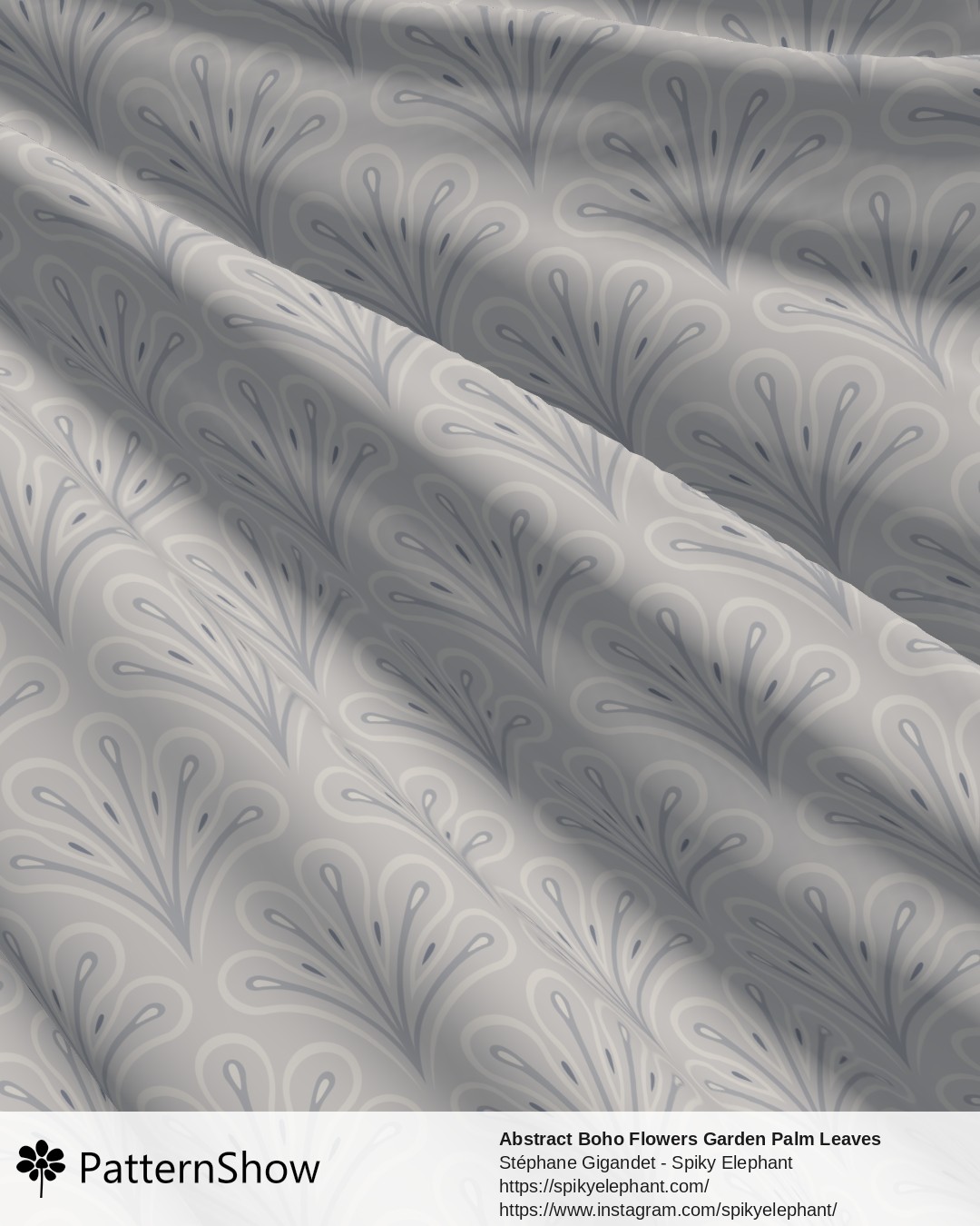 Abstract Boho Flowers Garden Palm Leaves - Soft Lavender Light Steel Blue Pastel