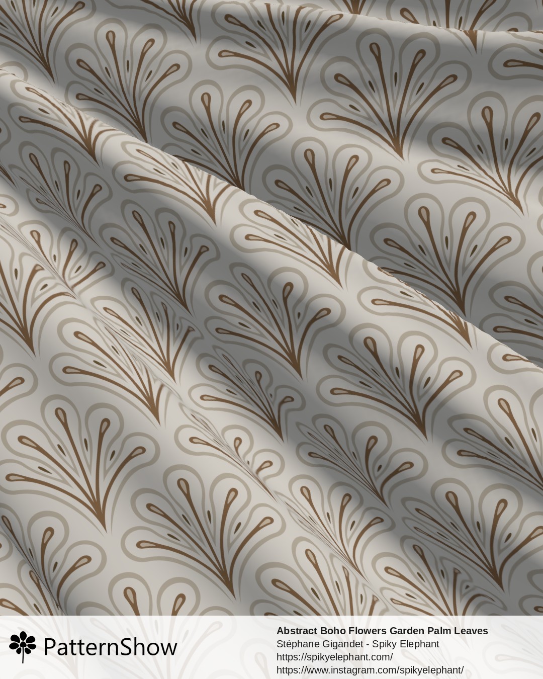 Abstract Boho Flowers Garden Palm Leaves - Ivory Cream Soft Beige Vintage Brown