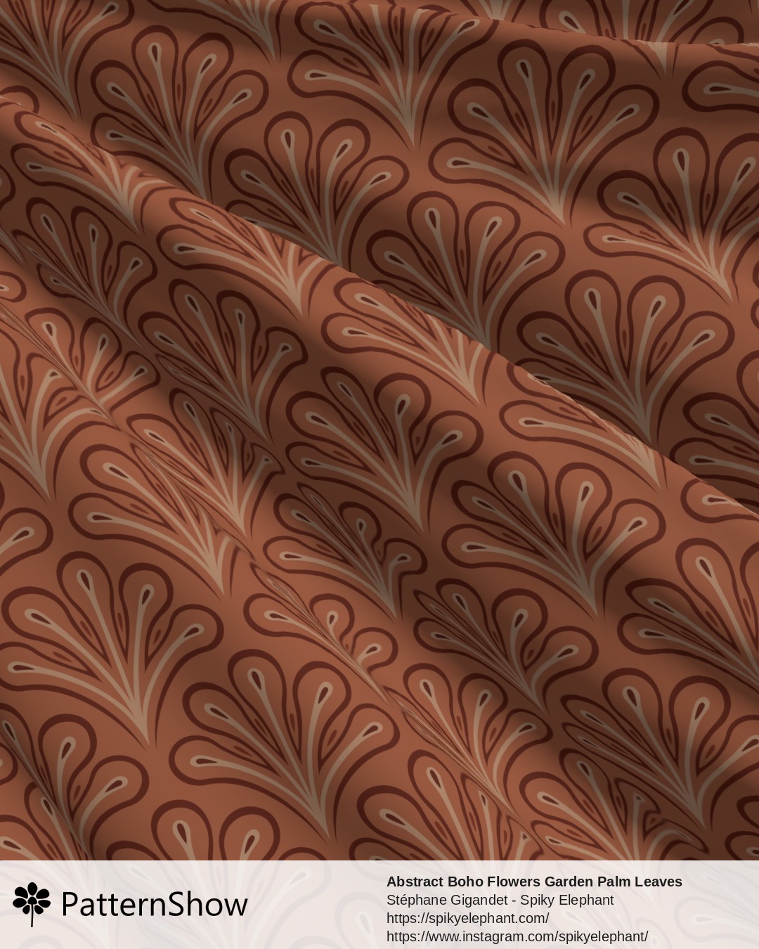 Abstract Boho Flowers Garden Palm Leaves - Warm Earthy Coral Red Brown Peach Orange