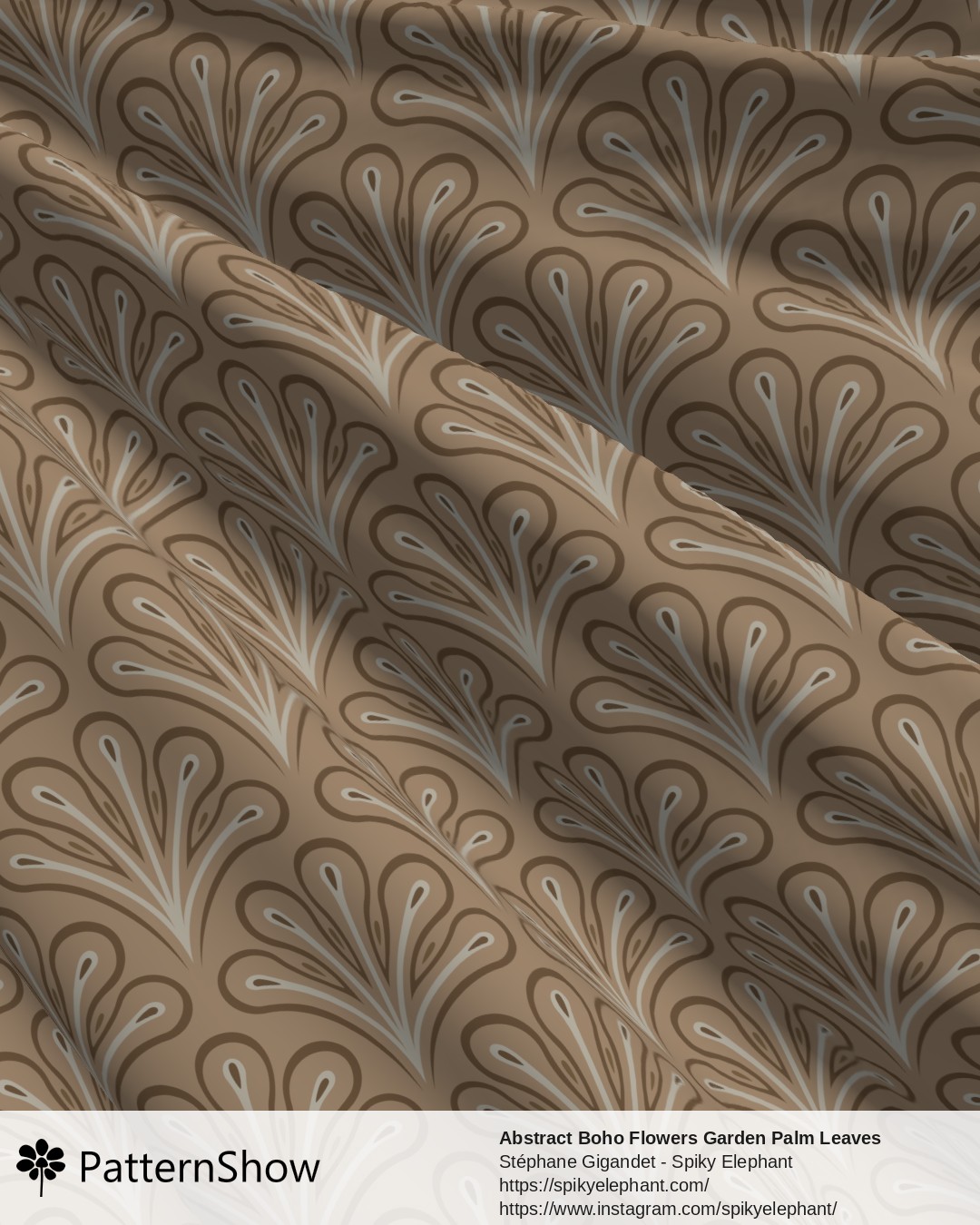 Abstract Boho Flowers Garden Palm Leaves - Macchiato Coffee Brown Cream Latte Beige