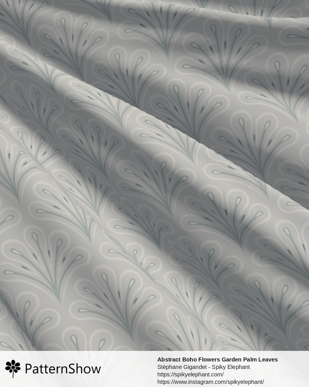 Abstract Boho Flowers Garden Palm Leaves - Delicate White Soft Dusty Icy Blue Pastel