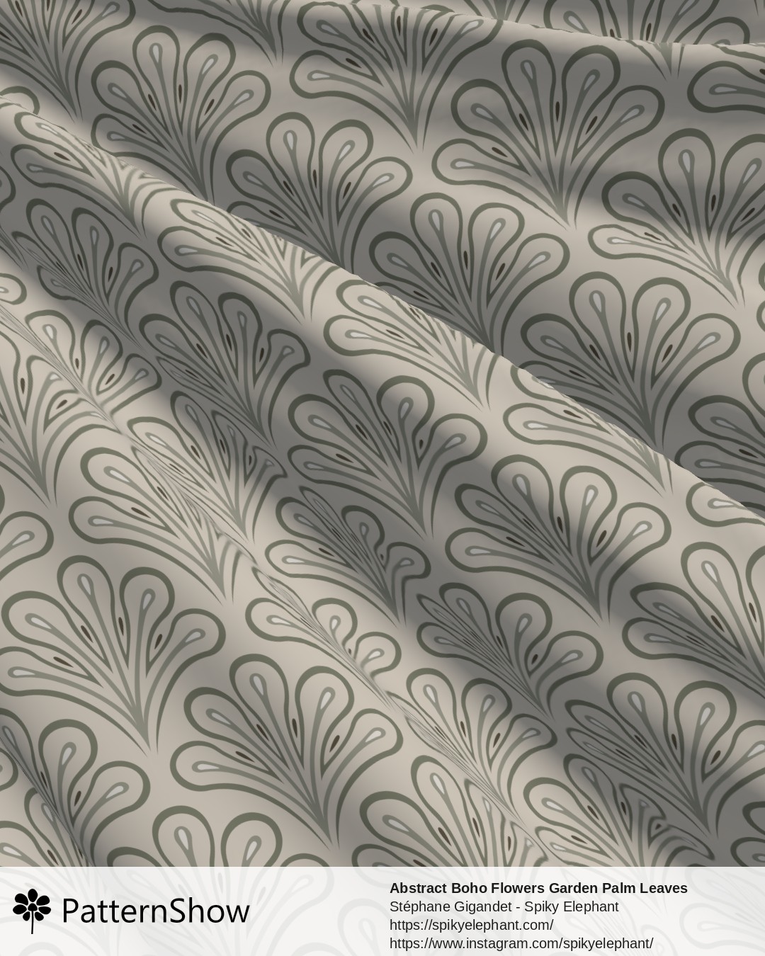 Abstract Boho Flowers Garden Palm Leaves - Soft Vintage Beige Garden Artichoke Green