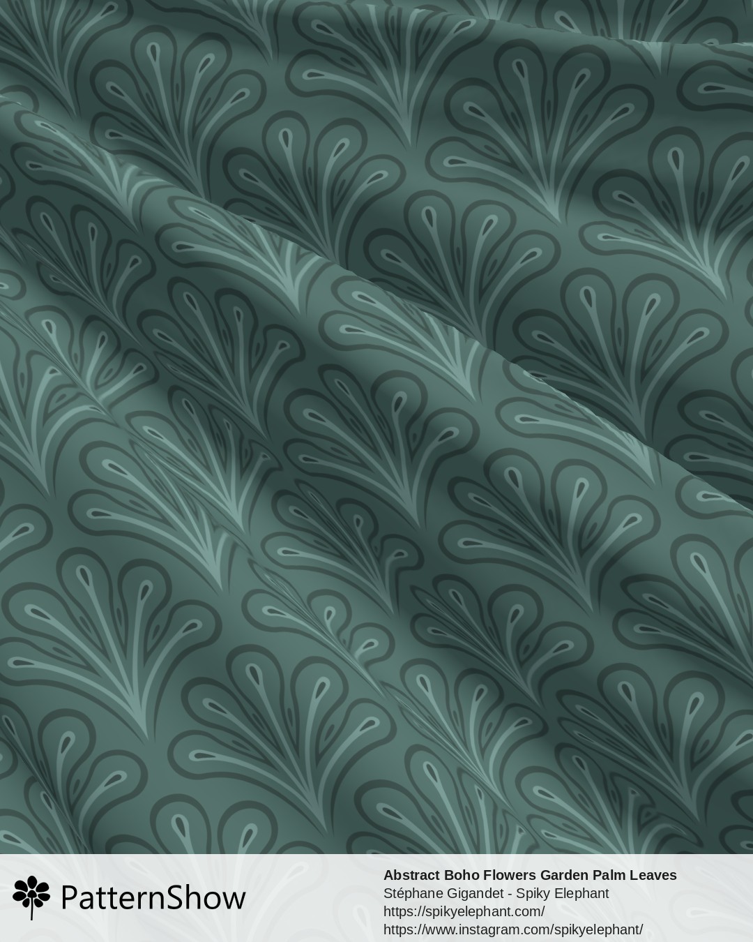 Abstract Boho Flowers Garden Palm Leaves - Teal Blue Green Cyan