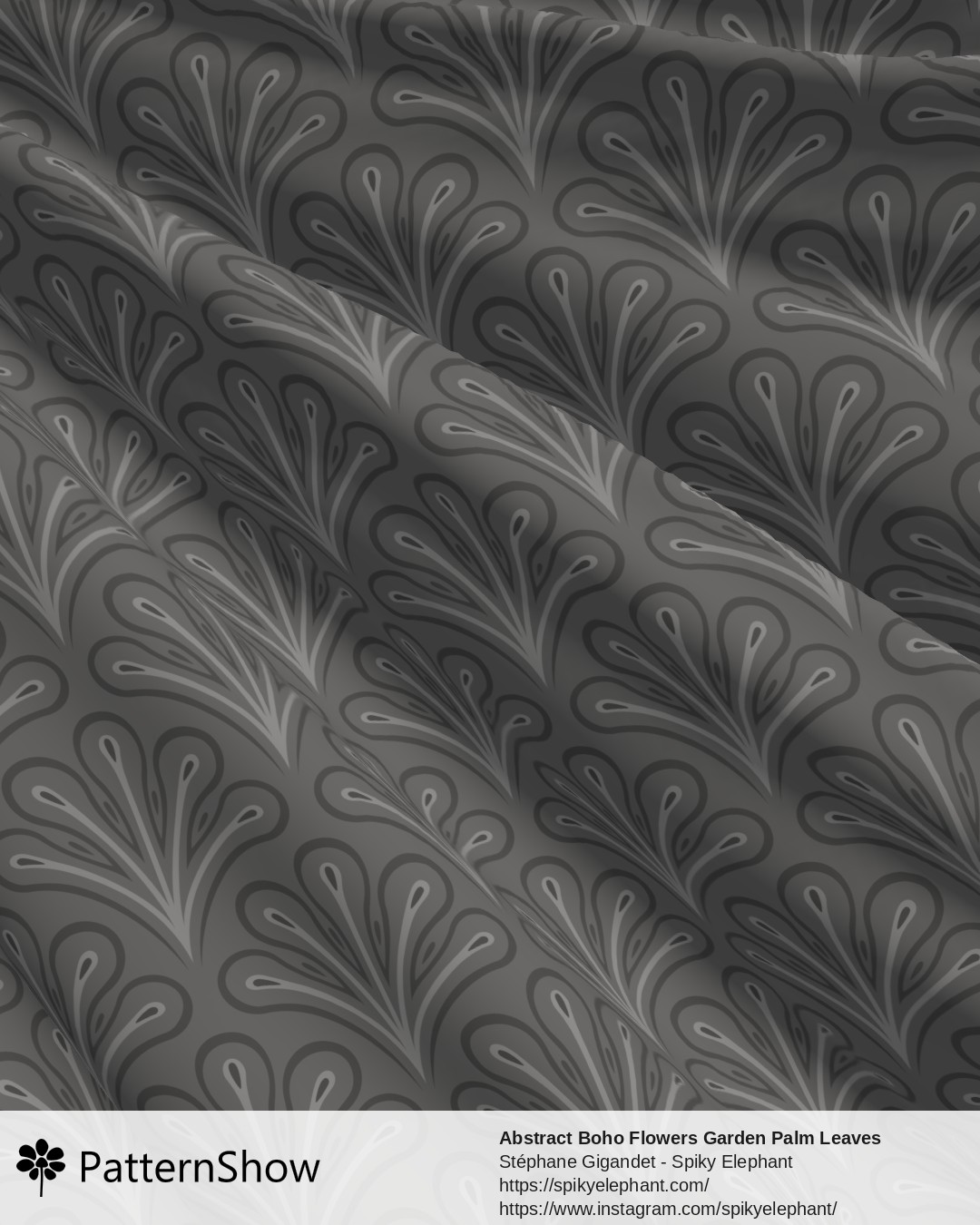 Abstract Boho Flowers Garden Palm Leaves - Monochrome Neutral Shades Muted Dark Grey