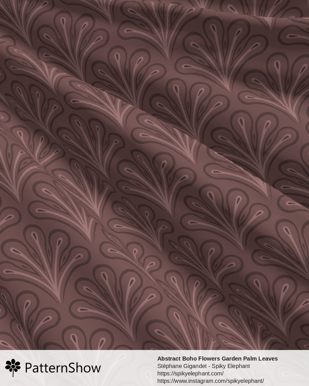 Abstract Boho Flowers Garden Palm Leaves - Dark Red Brown Brick Auburn Terracotta
