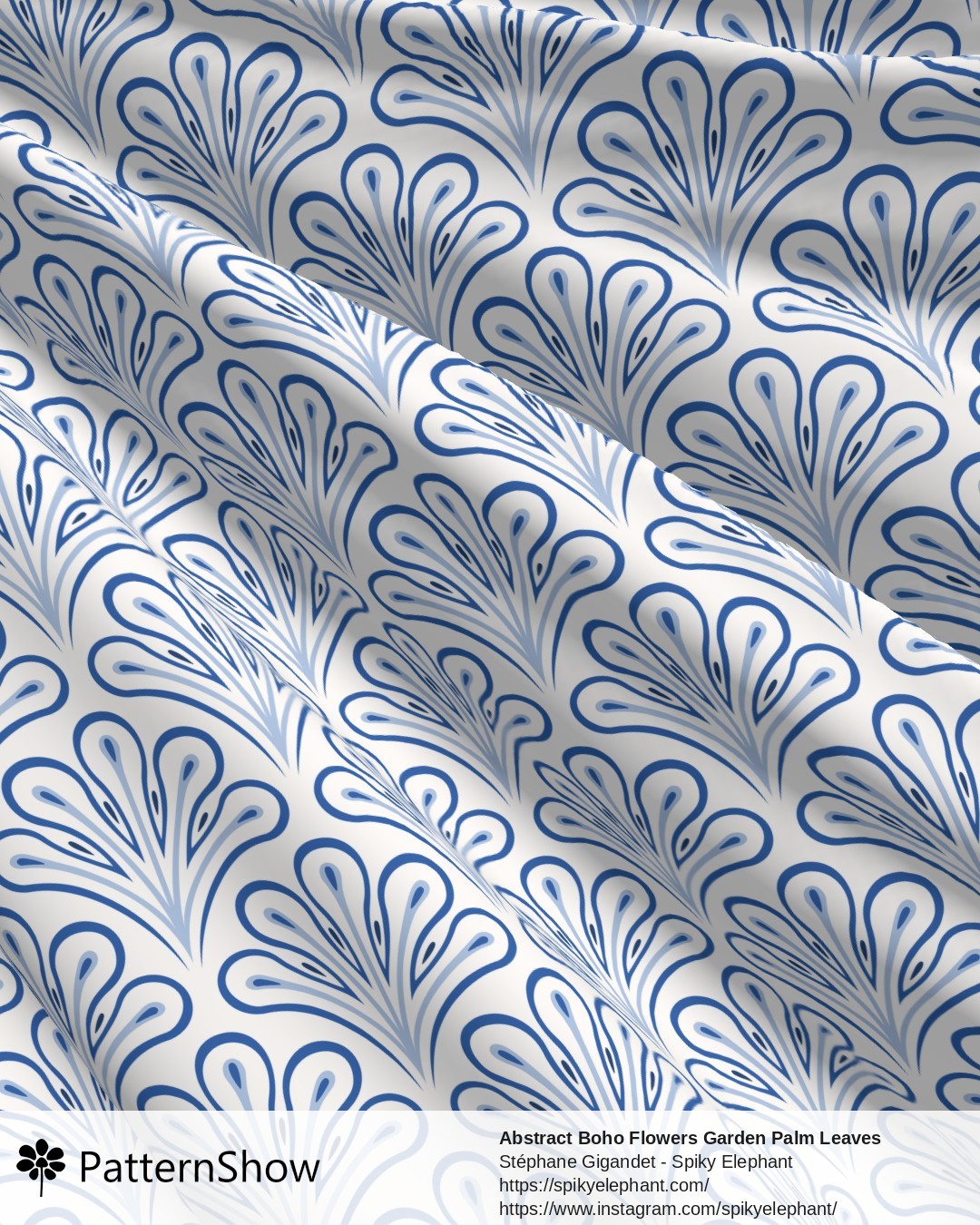 Abstract Boho Flowers Garden Palm Leaves - White Coastal Ocean Blue