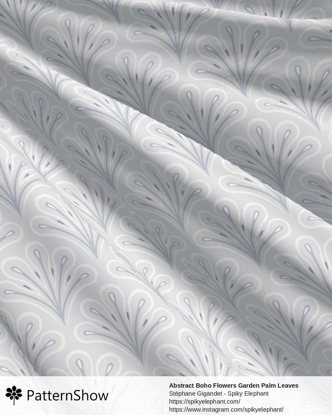 Abstract Boho Flowers Garden Palm Leaves - Soft Lavender Light Steel Blue Pastel