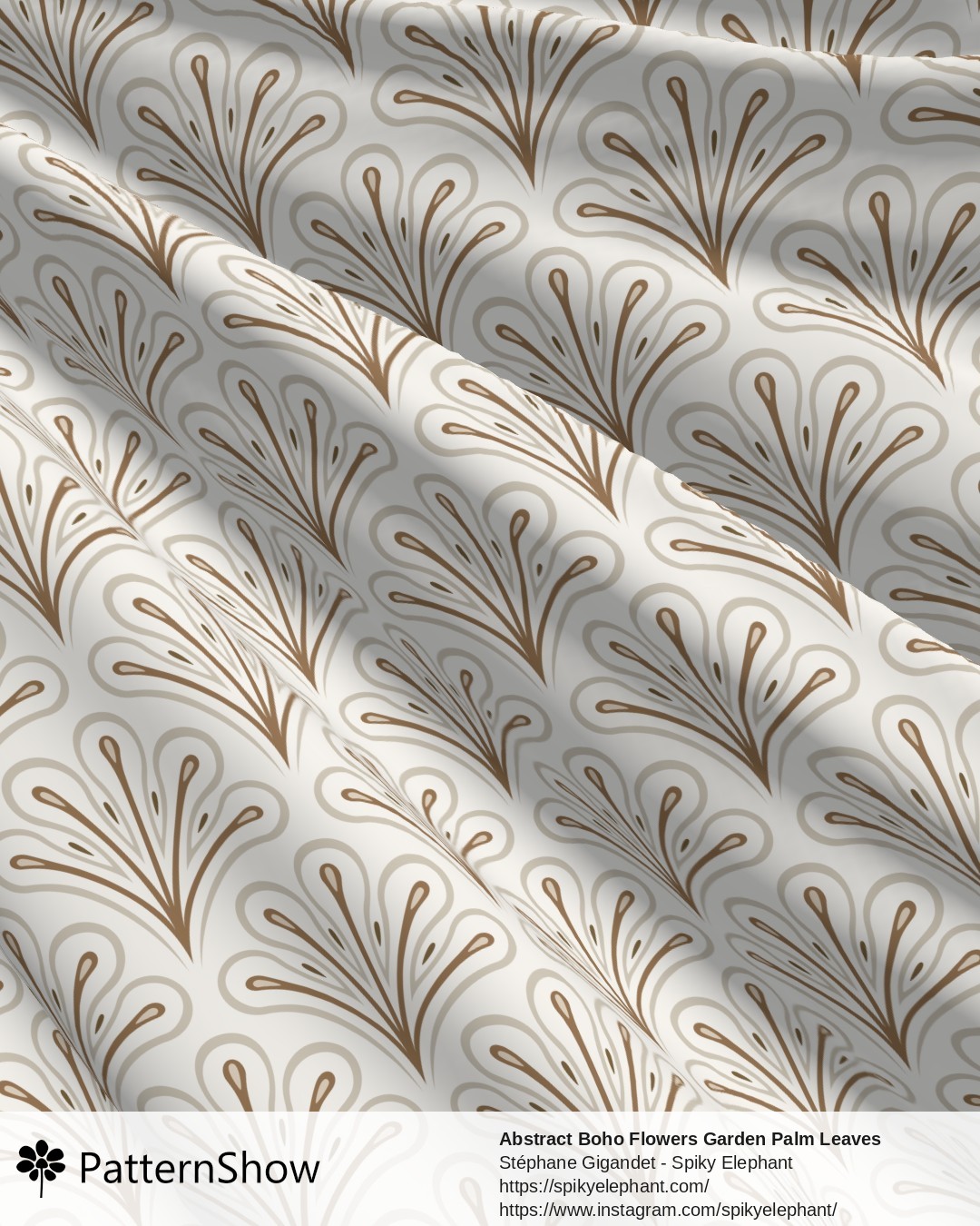 Abstract Boho Flowers Garden Palm Leaves - Ivory Cream Soft Beige Vintage Brown