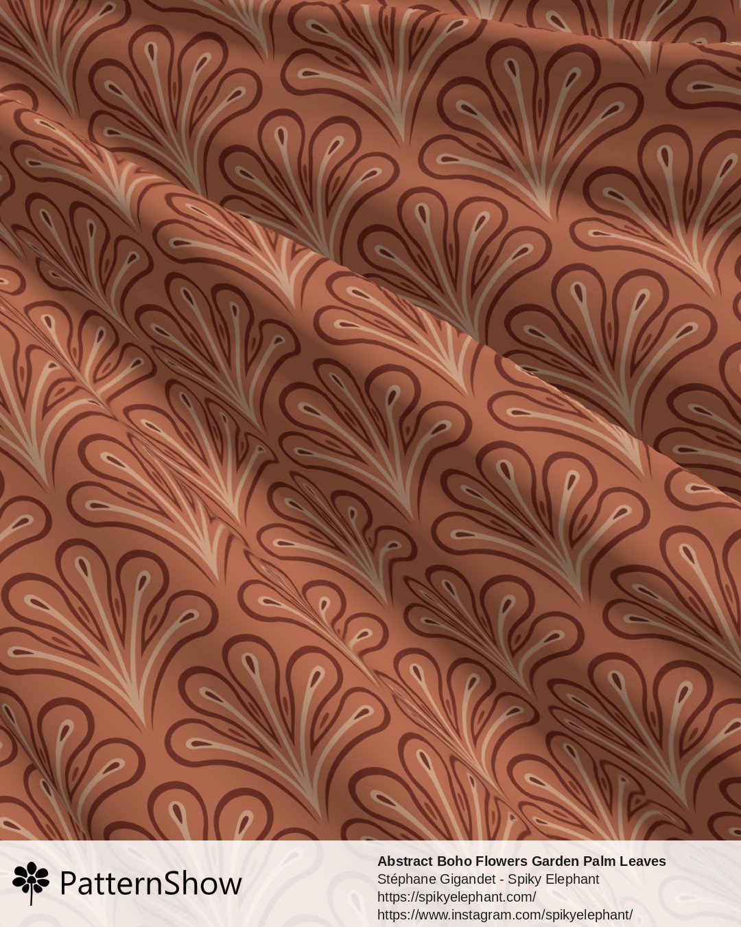 Abstract Boho Flowers Garden Palm Leaves - Warm Earthy Coral Red Brown Peach Orange
