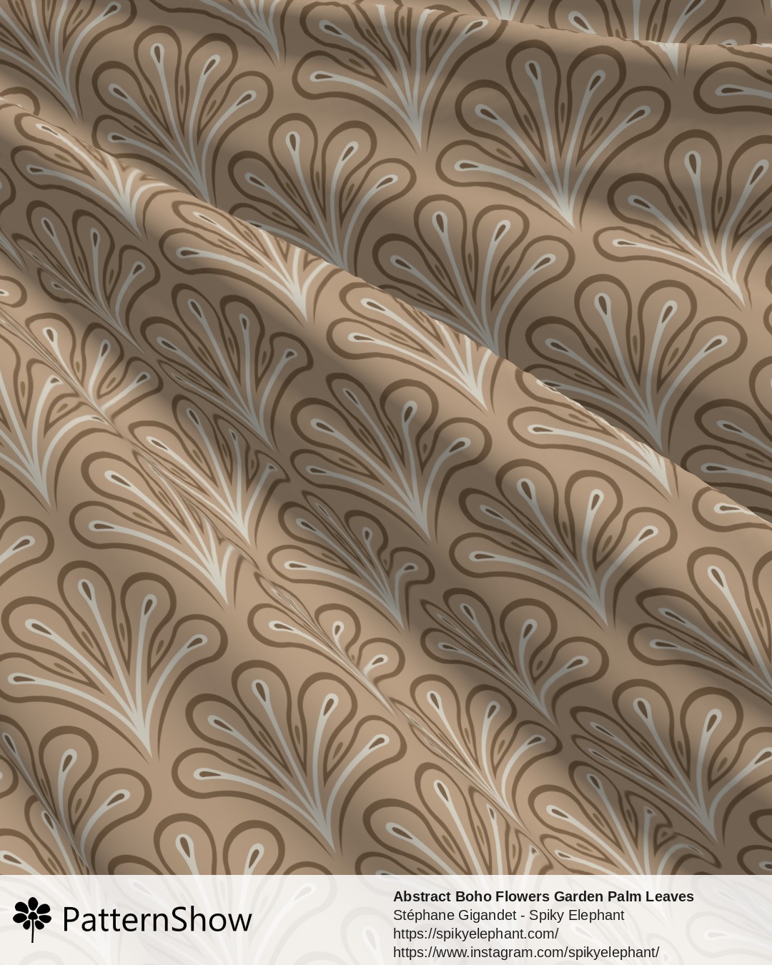 Abstract Boho Flowers Garden Palm Leaves - Macchiato Coffee Brown Cream Latte Beige