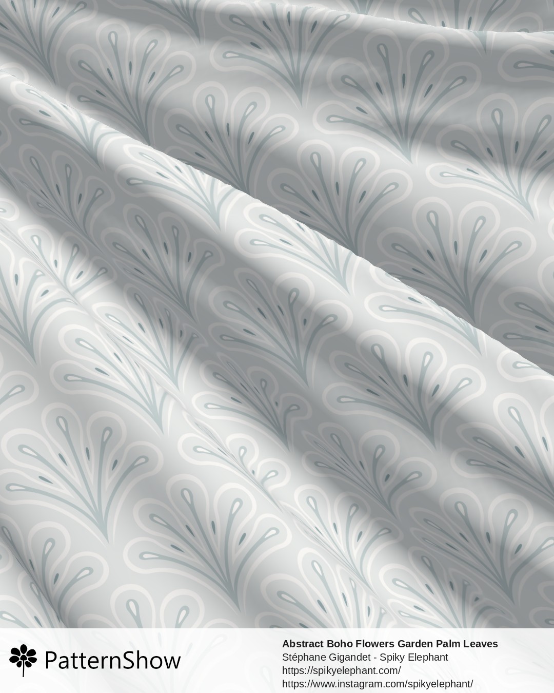 Abstract Boho Flowers Garden Palm Leaves - Delicate White Soft Dusty Icy Blue Pastel