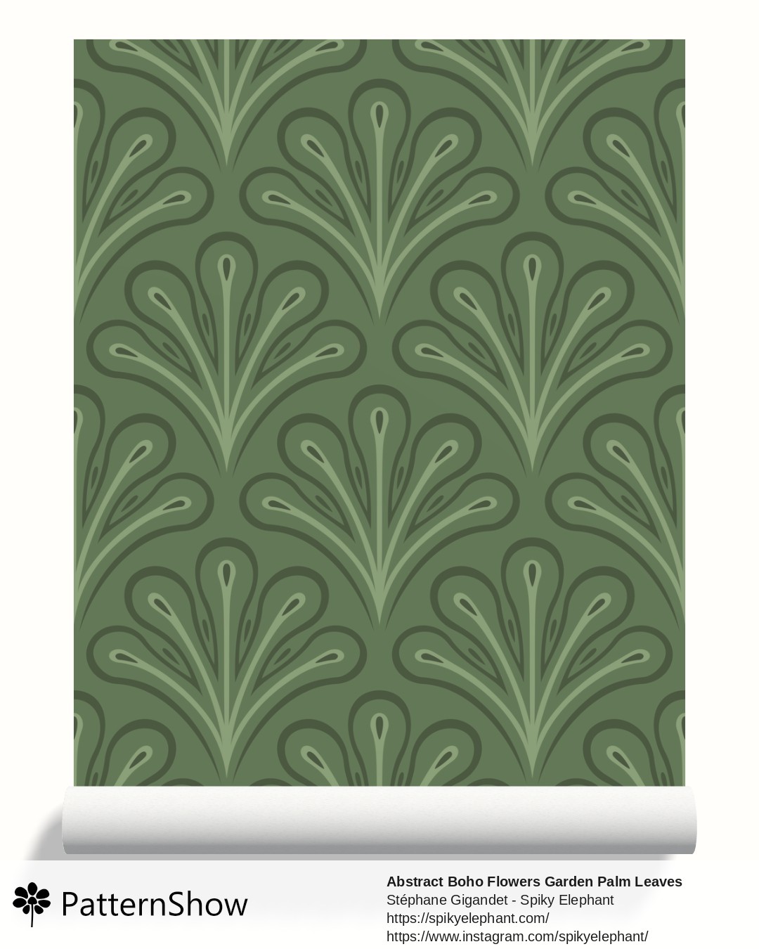 Abstract Boho Flowers Garden Palm Leaves wallpaper - Garden Jungle Palms Forest Fern Green