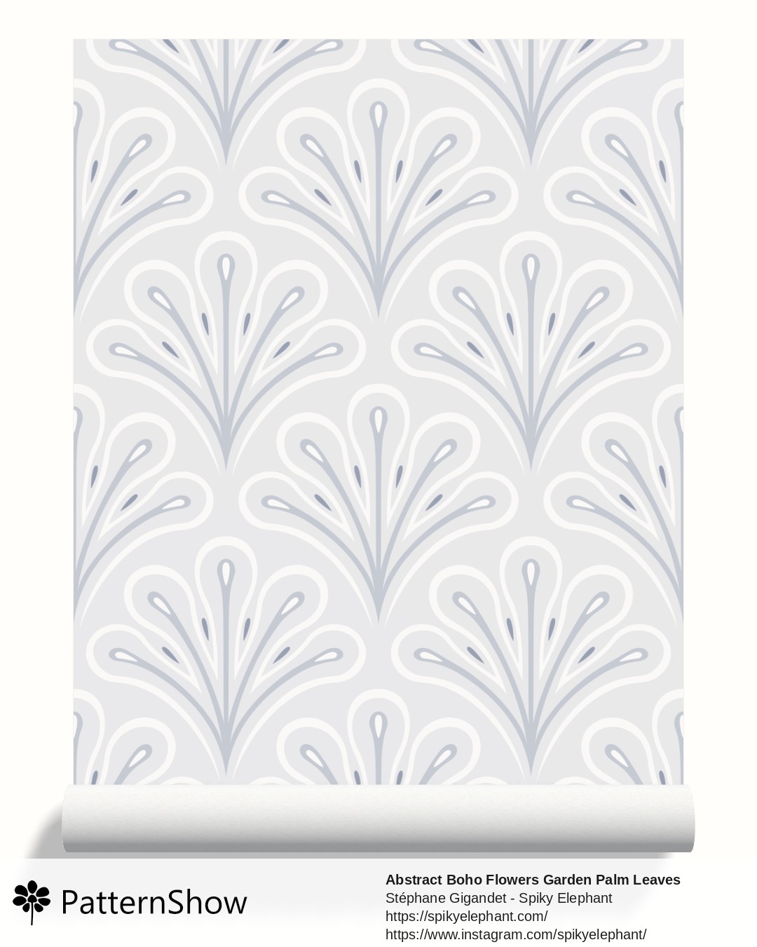 Abstract Boho Flowers Garden Palm Leaves wallpaper - Soft Lavender Light Steel Blue Pastel