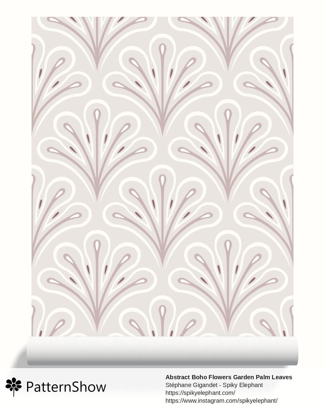 Abstract Boho Flowers Garden Palm Leaves wallpaper - Warm Brown Bohemian Beige