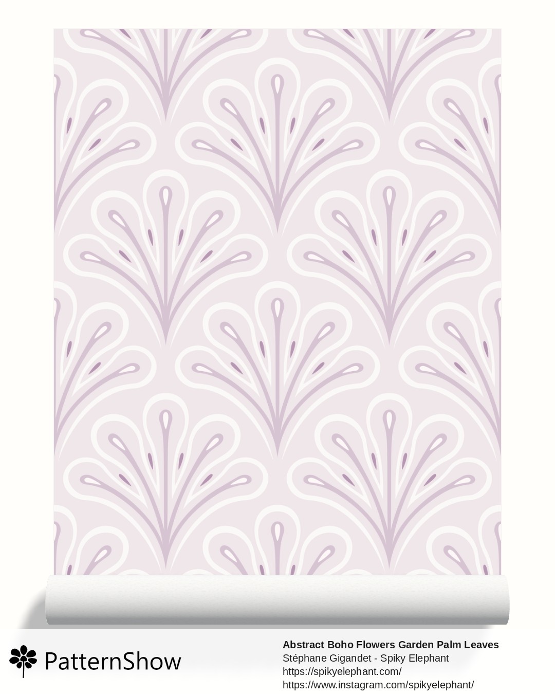 Abstract Boho Flowers Garden Palm Leaves wallpaper - Soft Pink Pastel
