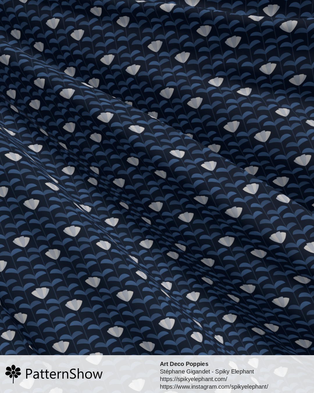 Art Deco Poppies - Shibori Cornflower Navy Blue