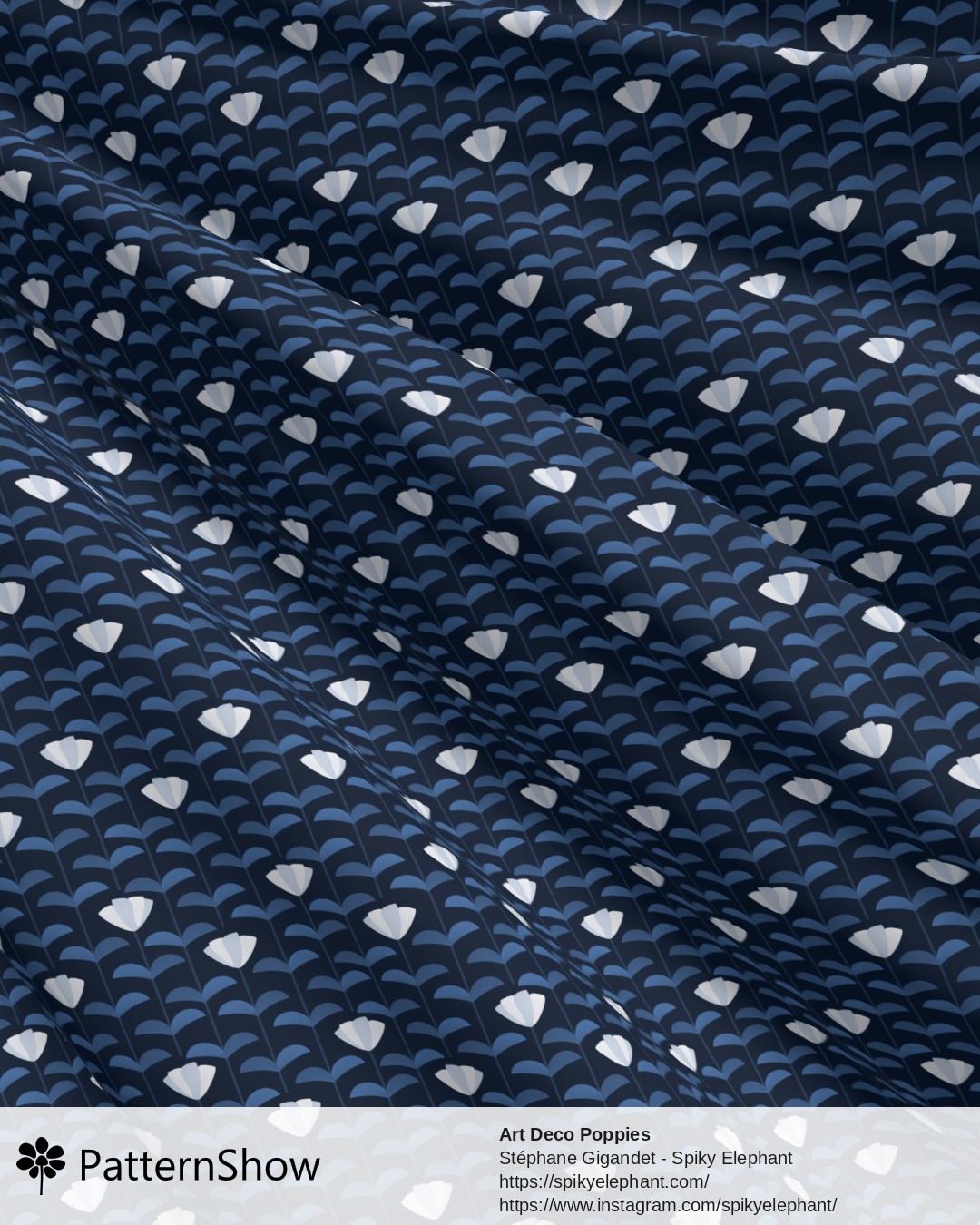 Art Deco Poppies - Shibori Cornflower Navy Blue