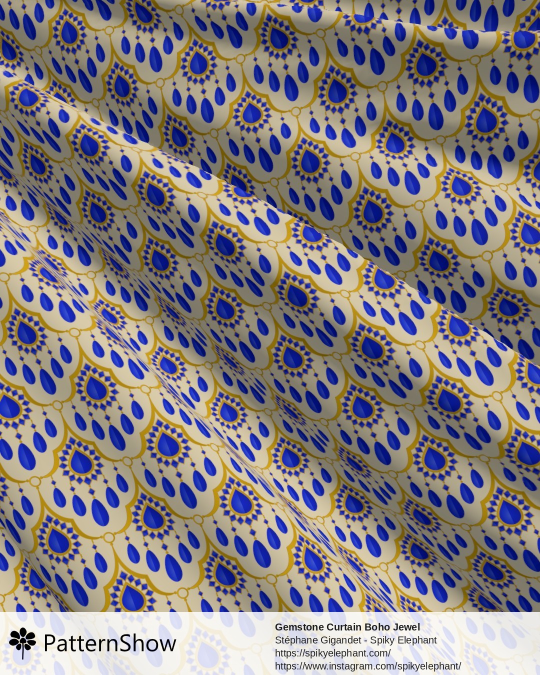 Gemstone Curtain Boho Jewel - Sparkling Sapphire Blue Gold