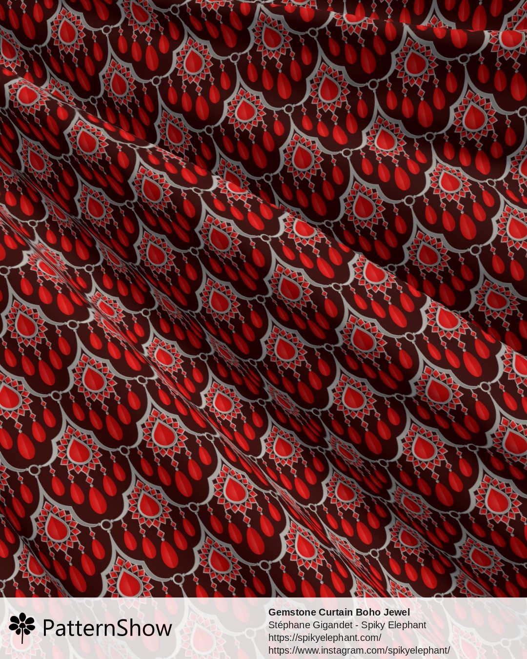 Gemstone Curtain Boho Jewel - Radiant Ruby Red Silver