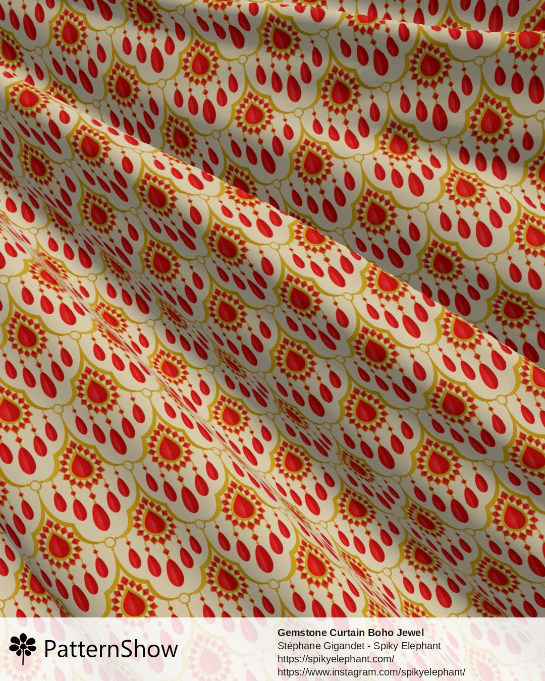 Gemstone Curtain Boho Jewel - Radiant Ruby Red Gold