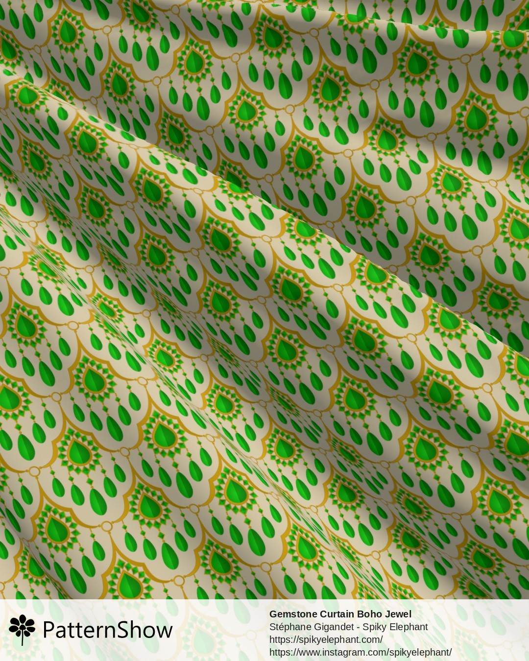 Gemstone Curtain Boho Jewel - Joyful Jade Green Gold