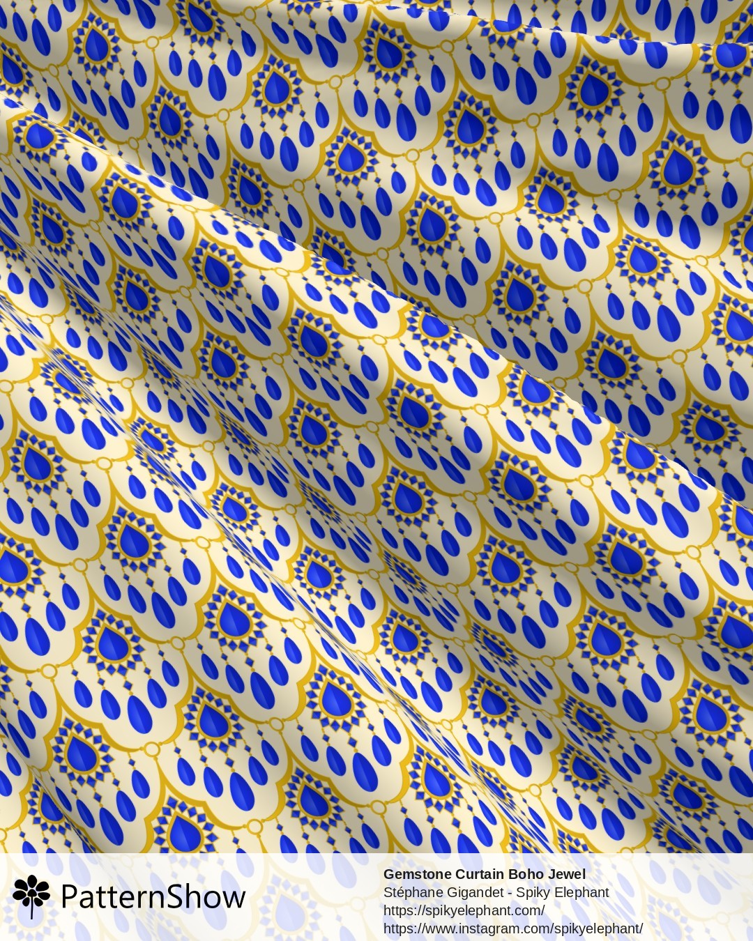 Gemstone Curtain Boho Jewel - Sparkling Sapphire Blue Gold