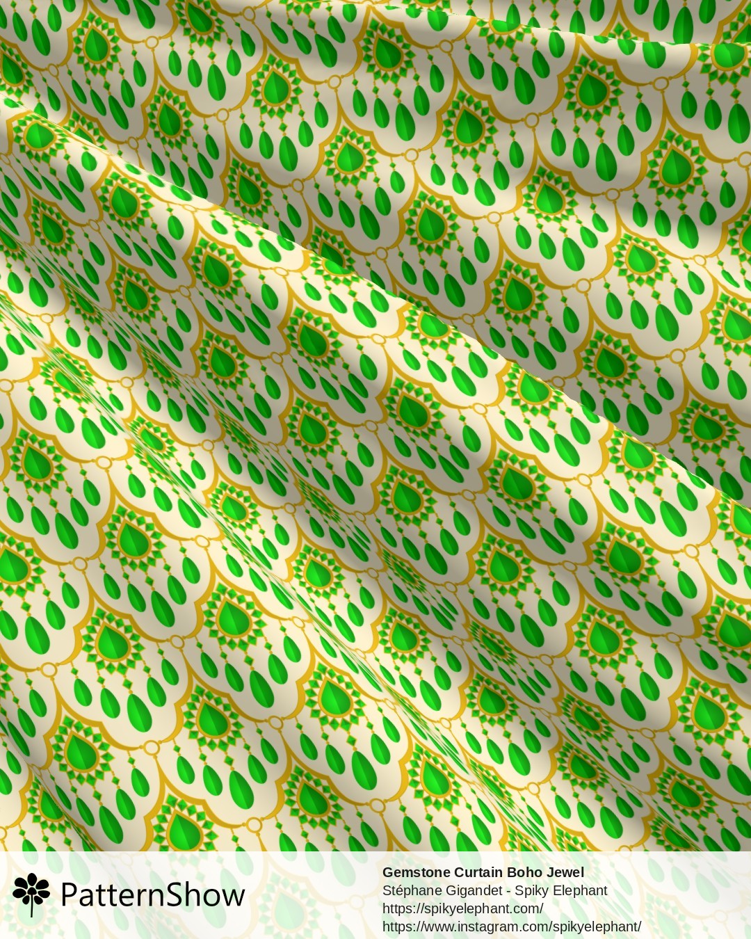 Gemstone Curtain Boho Jewel - Joyful Jade Green Gold