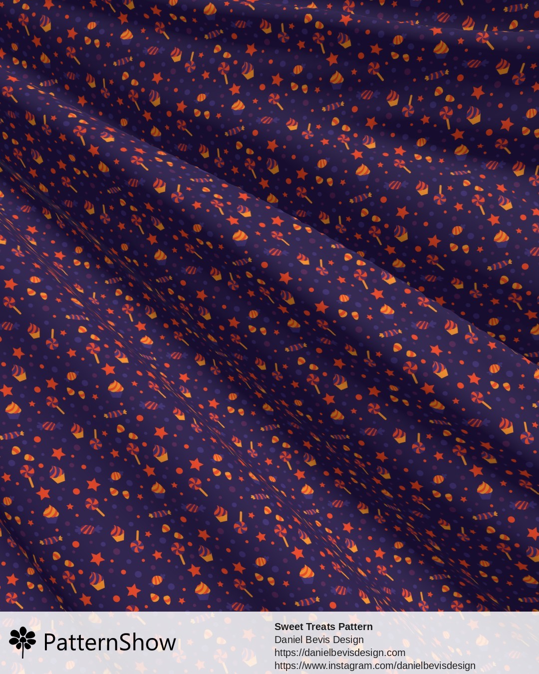 Sweet Treats Pattern - Halloween Orange, Yellow & Purple
