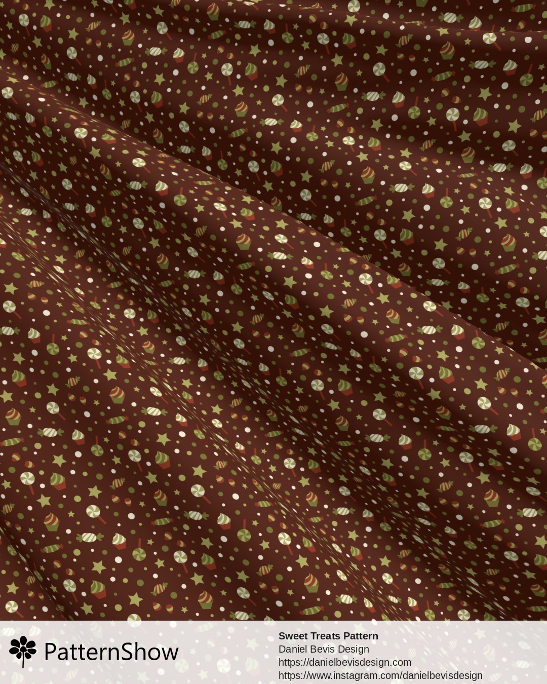 Sweet Treats Pattern - Toffee Apple Green & Brown