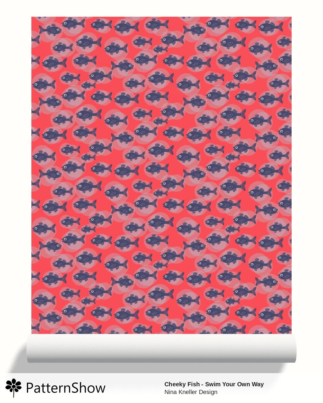 Cheeky Fish - Swim Your Own Way wallpaper - Sailors Red