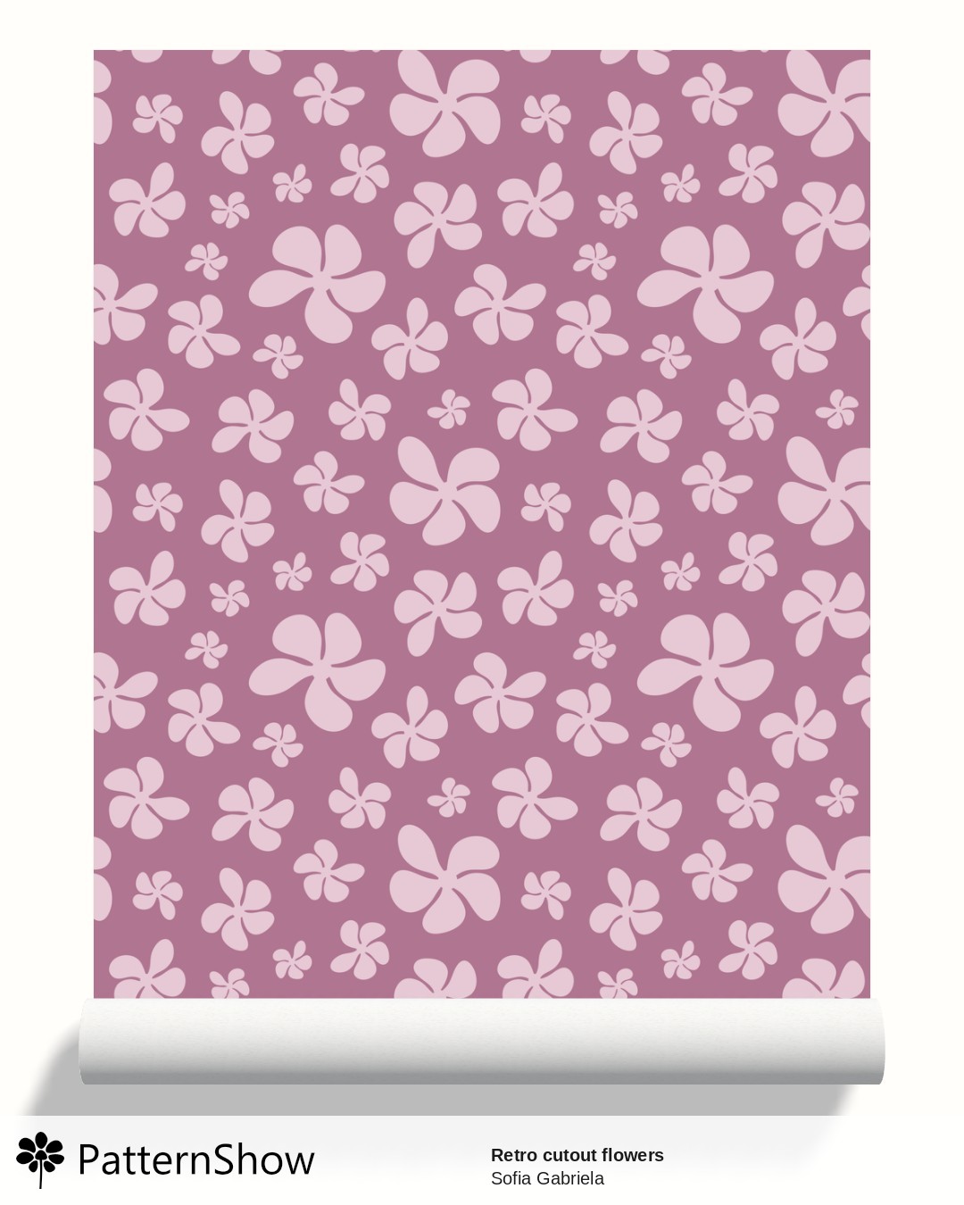 Retro cutout flowers wallpaper - Blush flower