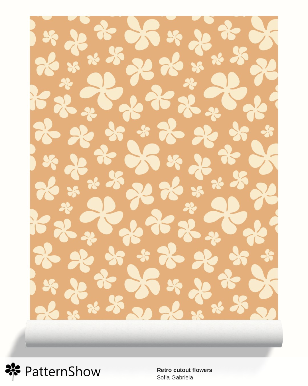 Retro cutout flowers wallpaper - Mustard flower
