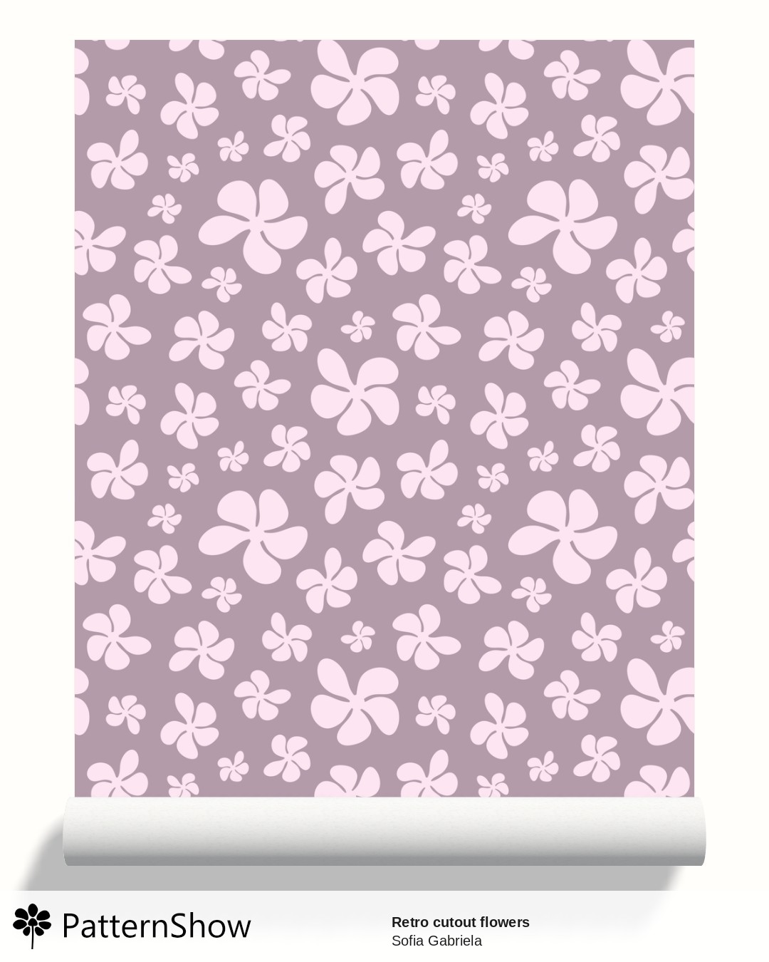 Retro cutout flowers wallpaper - Dust Rose flower