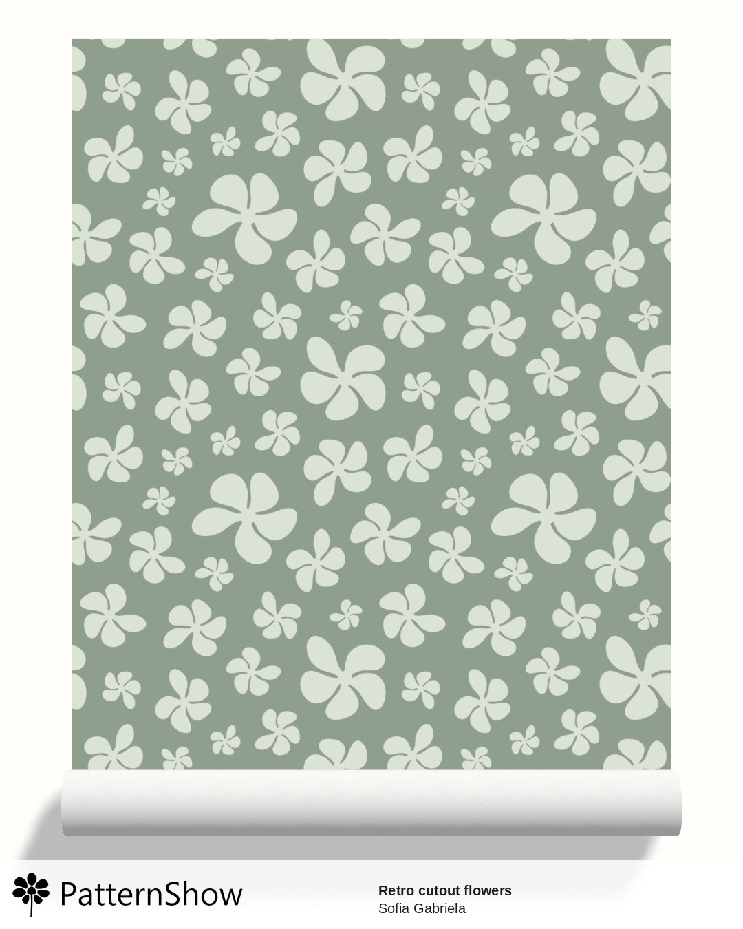 Retro cutout flowers wallpaper - Green flower