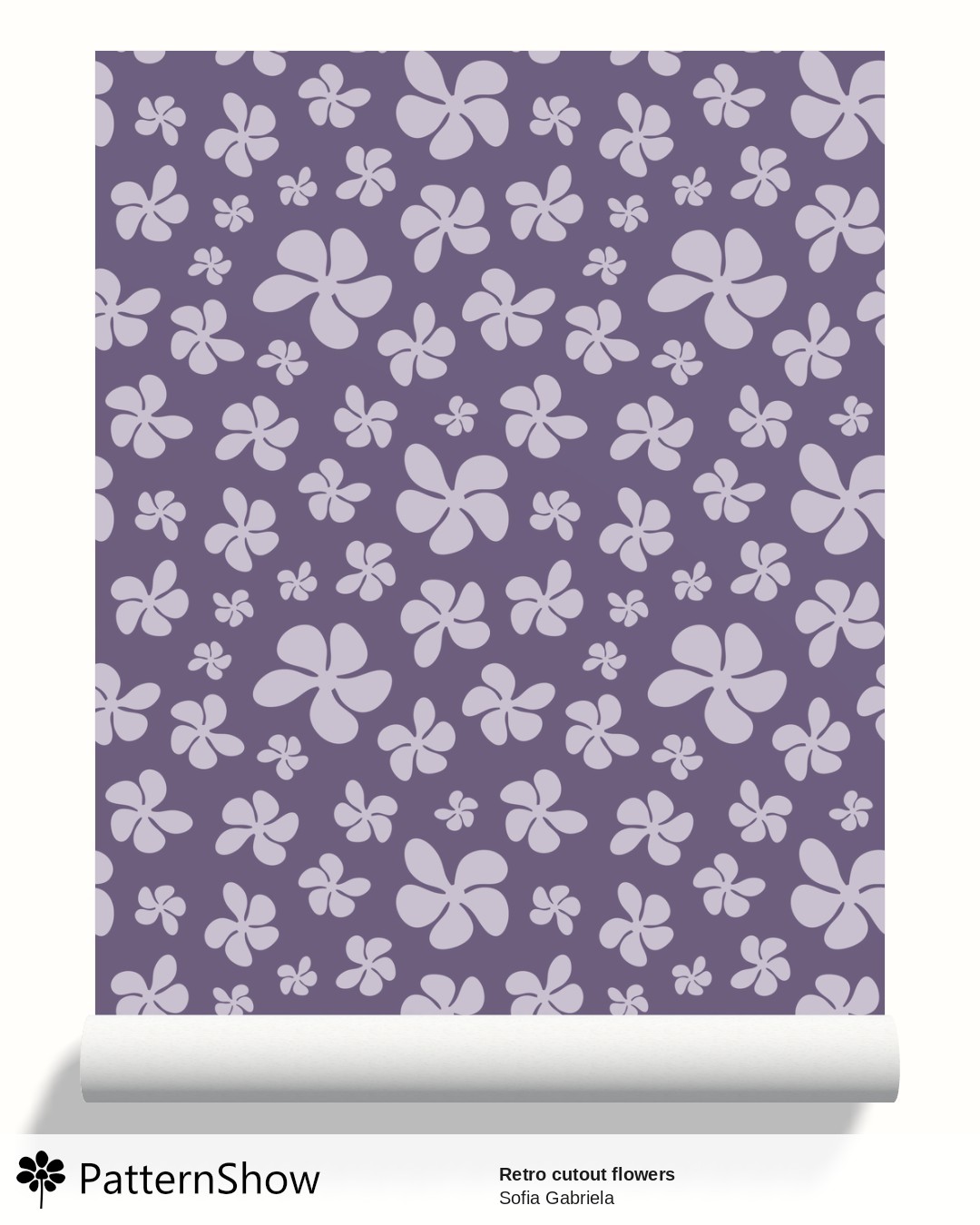 Retro cutout flowers wallpaper - Purple flower